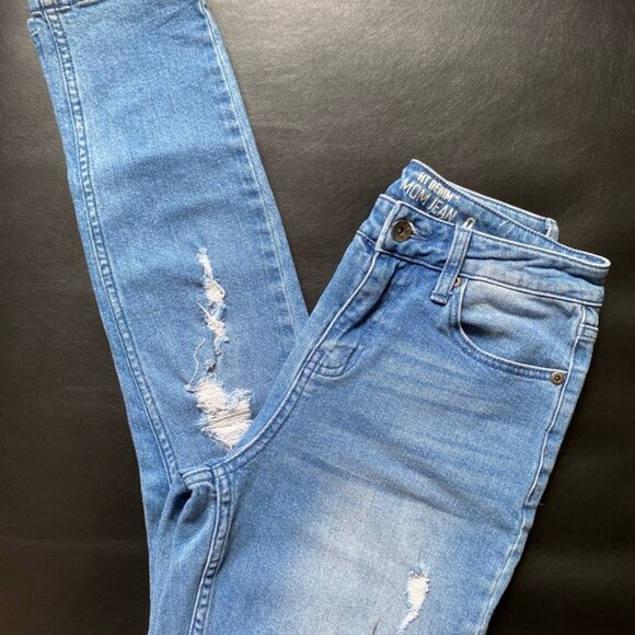 HT Denim: Indigo Destructed Mom Jeans (Size: 0) NWOT - Picture 8 of 12